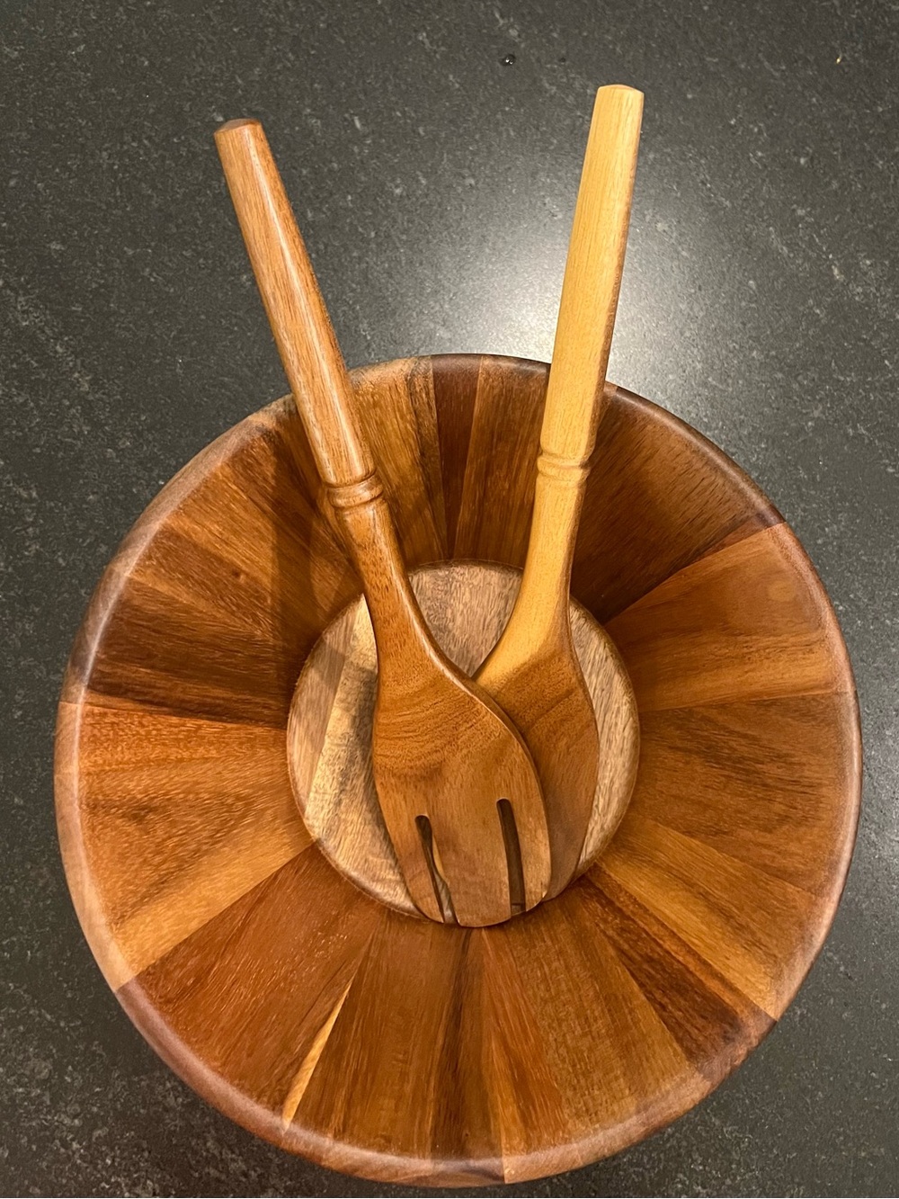 Pampered Chef Retired Acacia Wood Salad Serving Set NWOB